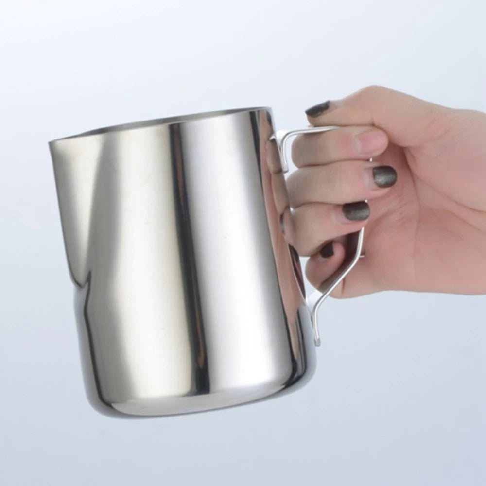 KONCO Stainless Steel Milk Frothing Pitcher, Milk Boiler Cup Jug Creamer Accessories Suitable for Barista, Espresso Machines Vue