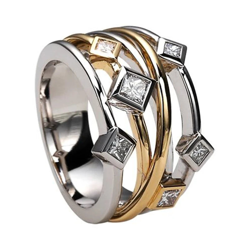 Huitan Geometric Cross Ring – Cubic Zirconia Statement Ring Fashion Statement Ring Vue