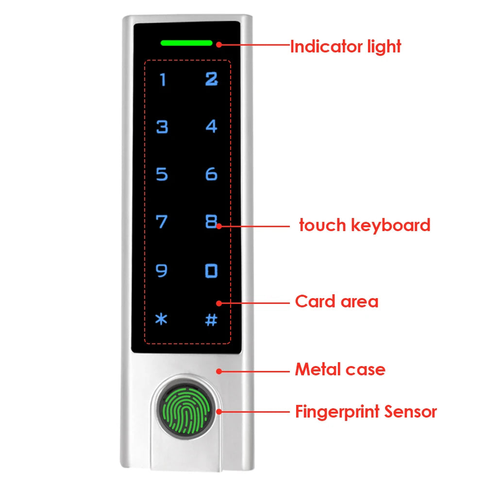 1000 User Bluetooth V4.0 125Khz Access Controller Fingerprint Sensor IP66 Waterproof Tuya APP Access Control System Vue
