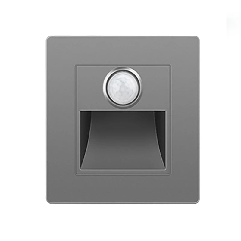 SANDIY PIR Motion Sensor LED Recessed Stair Night Light Motion Sensor Wall Light Vue GRAY Warm White (2700-3500K)