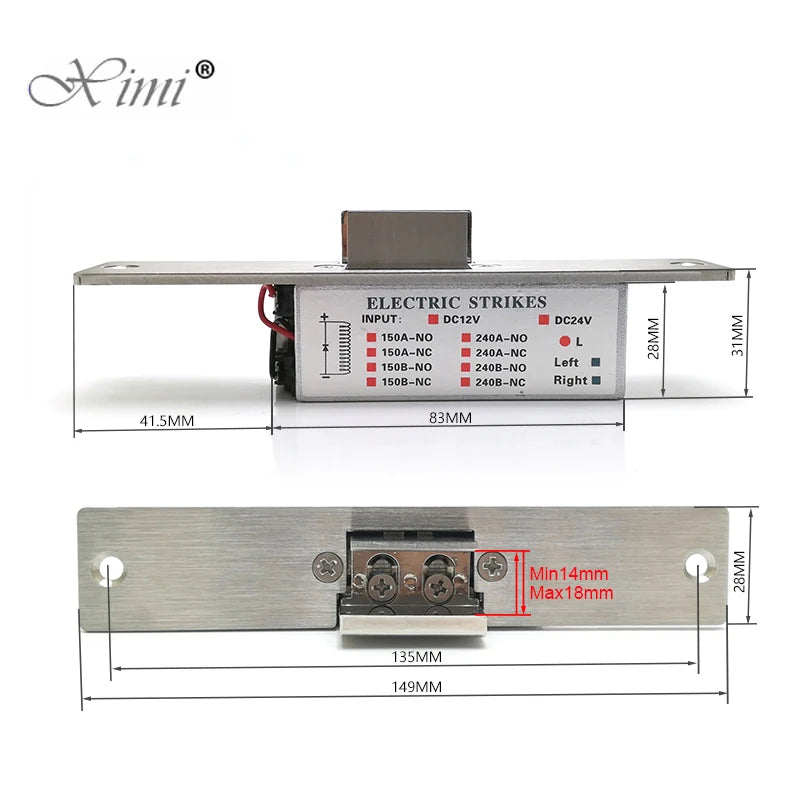 Stainless Steel DC 12V Electric Strike Lock Electronic Door Lock Fail Secure or Fail Safe for Glass Door Vue