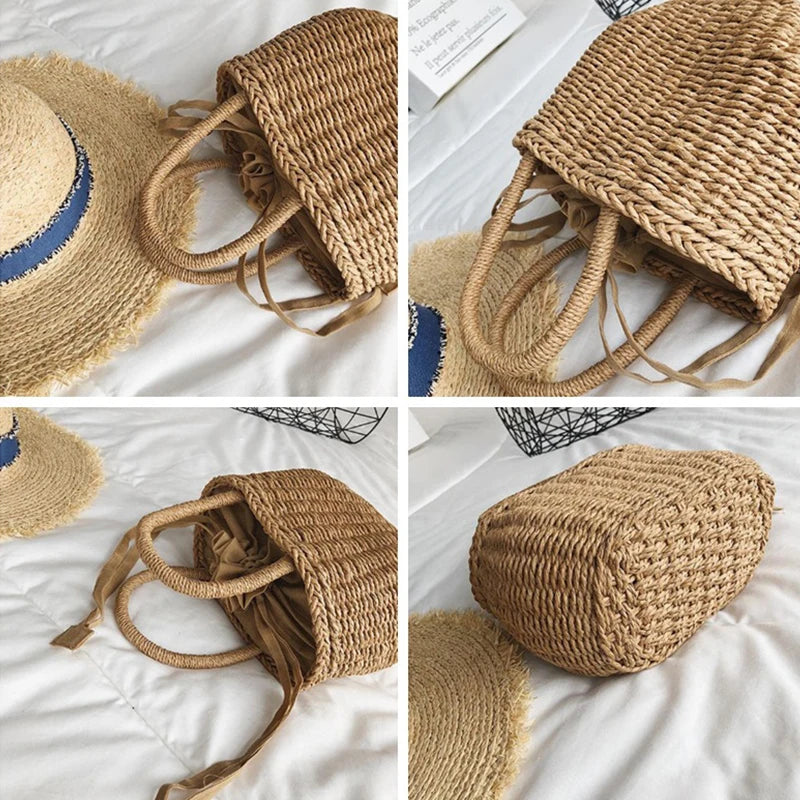 Straw Bags Women Summer Rattan Bag Handmade Woven Beach Bohemia