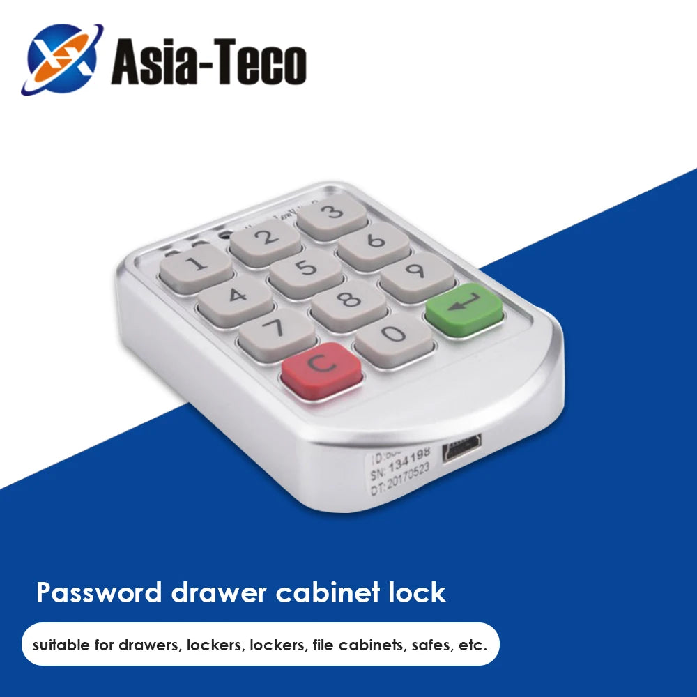 Mini Electronic Digital Keypad Lock Electromagnetic Intelligent Password Cabinet Locker for Office Storage Drawer with Cylinder Vue