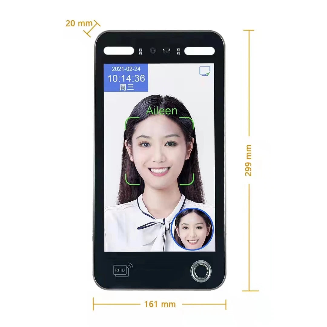 10inch Touchscreen USB Face Recognition ultra-thin Door Access Control System-Face Time Attendance Machine with RFID and TCP/IP Vue