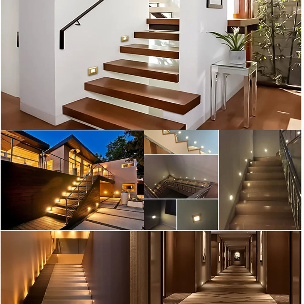 LED Recessed Stair Wall Light with PIR Motion Sensor | SANDIY LED Step Wall Light Vue