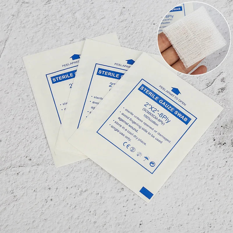 10-50Pcs Sterile Disposable Guaze Swab Pad 8ply 2"x2" 5cm Dressing For Travel Outdoor Camp First Aid Emergency Kits Accessories Vue