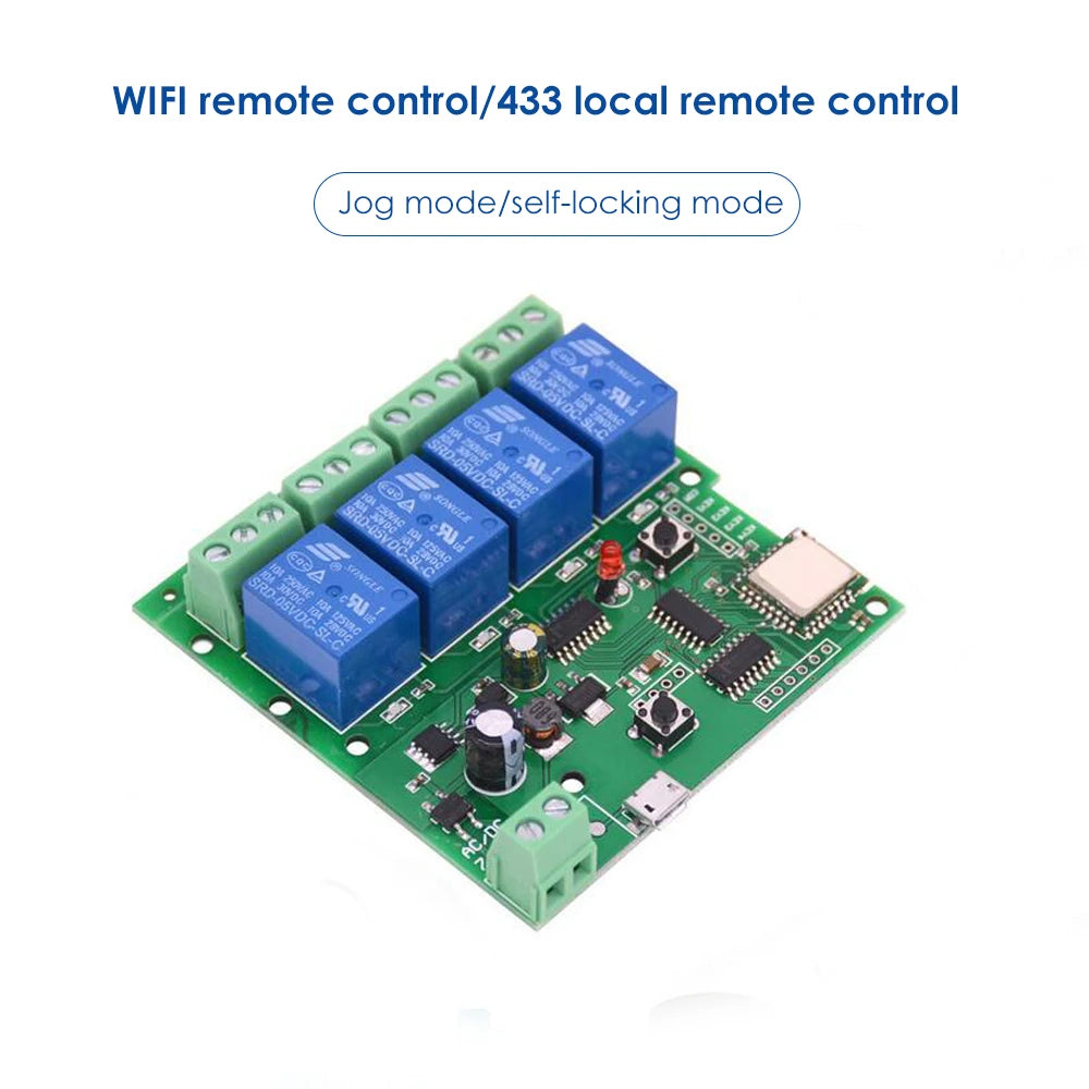 WiFi Switch Ewelink App Smart Life Remote Control Wireless Smart Switch Modul Self-locking interlock remote control 4-way relay Vue