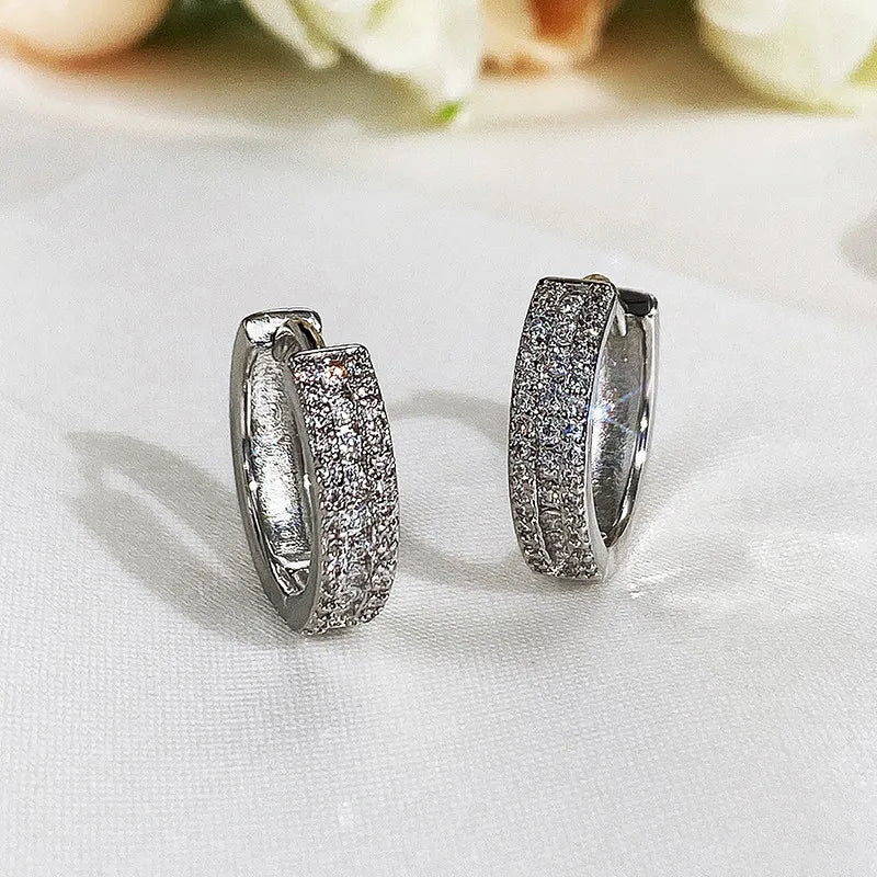 Huitan Cubic Zirconia Circle Hoop Earrings for Women Hoop Earrings Vue