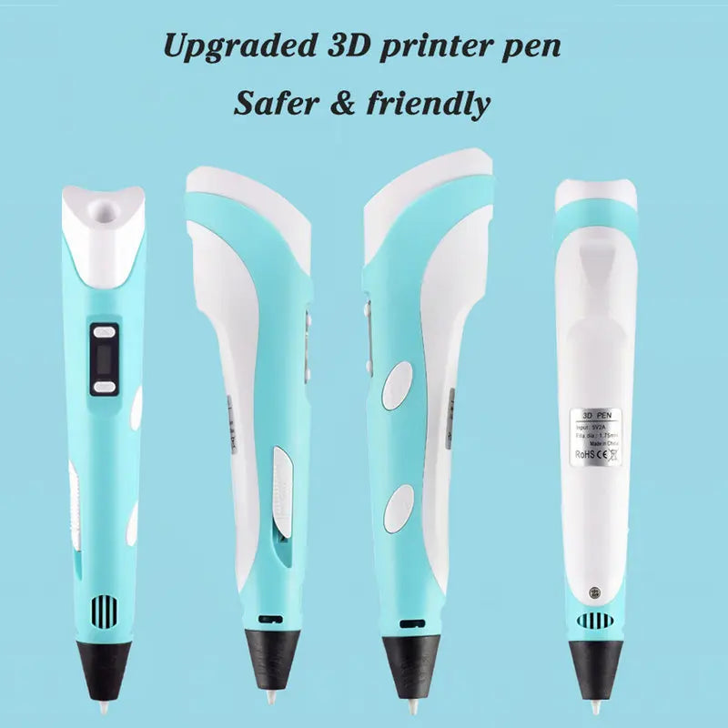 3D Pen for Children 3D Drawing Printing Pen with LCD Screen Compatible PLA Filament Toys for Kids Christmas Birthday Gift Vue
