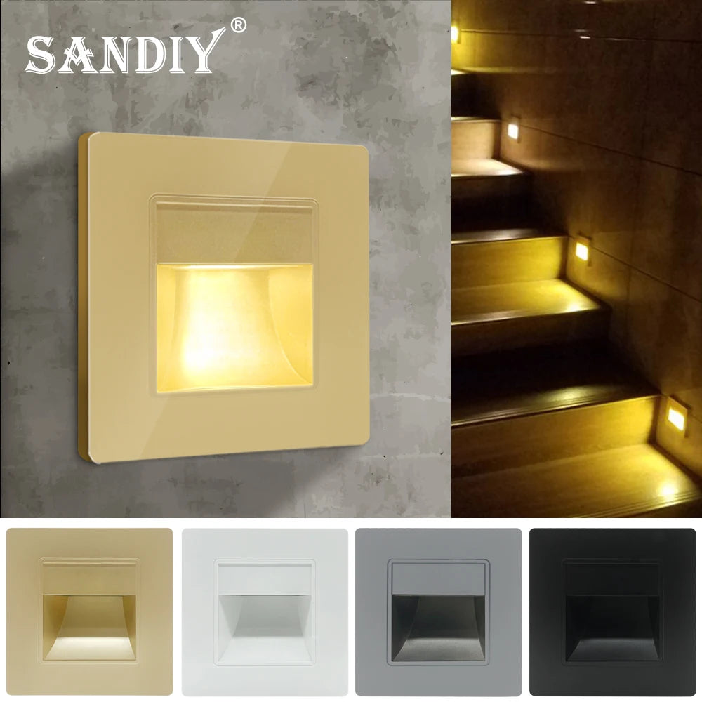 SANDIY Recessed LED Step Light 2W 3W Wall Stair Night Light Recessed Wall Step Light Vue