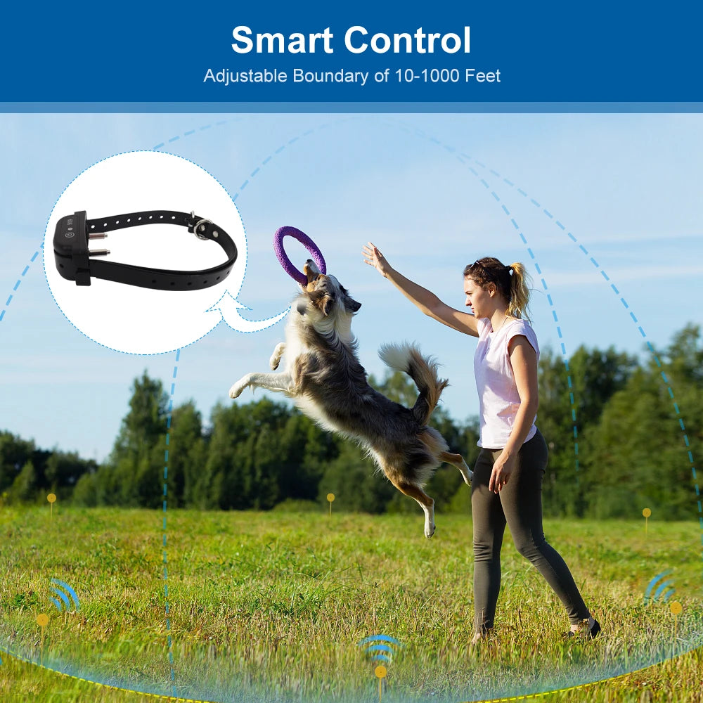 Strong Signal Wireless Dog Electric Fence Smart Training Electric Shock Warning Tone Dog Collar for Pet Dog Training Accessories Vue