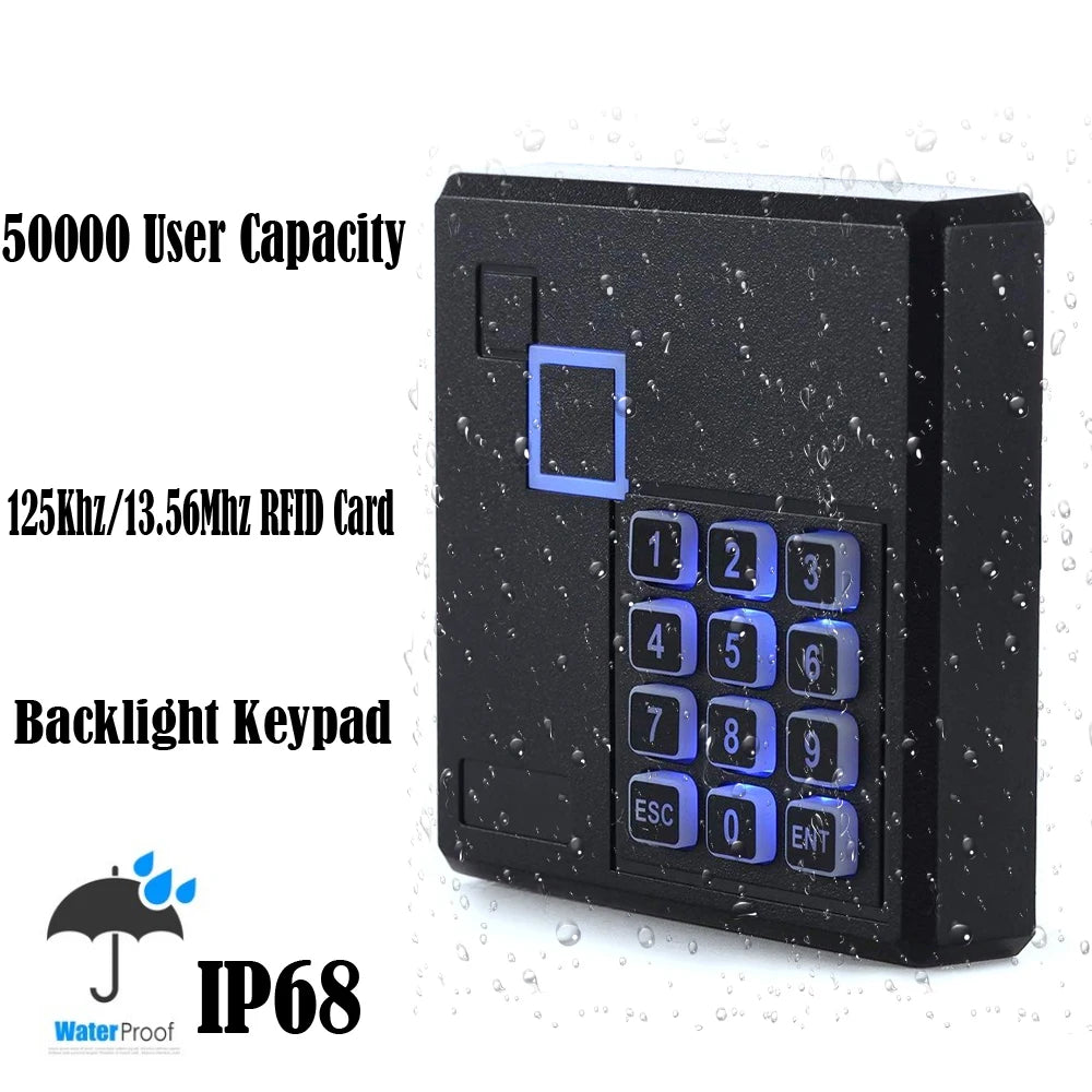 Outdoor IP68 Waterproof Access Control Keypad RFID Touch Door Opener System 5000 User Capacity EM4100 125KHz Key Card Reader Vue
