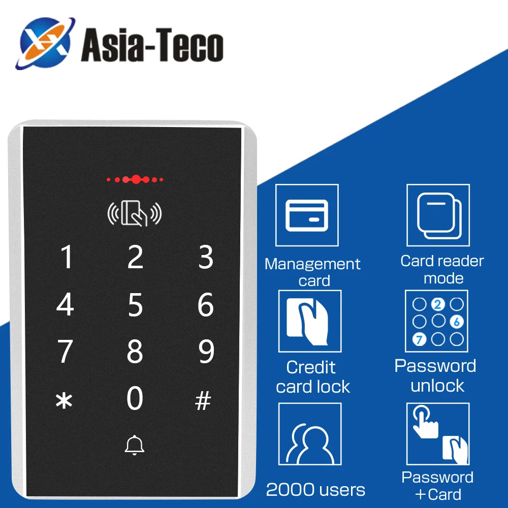 Standalone RFID Access Control Keypad Digital Panel Card Reader 125Khz Door Lock System 2000 Users for Security Vue