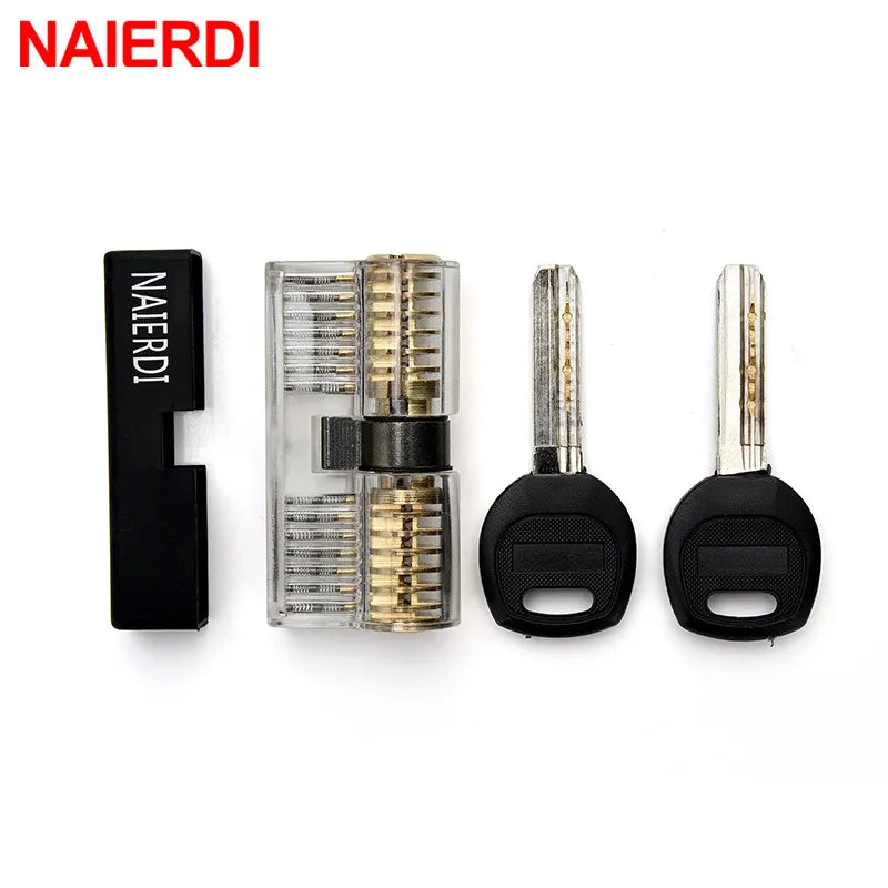 NAIERDI Transparent Locks Combination Practice Locksmith Training Skill Tools Visible Practice Padlock Pick Sets Hardware Vue