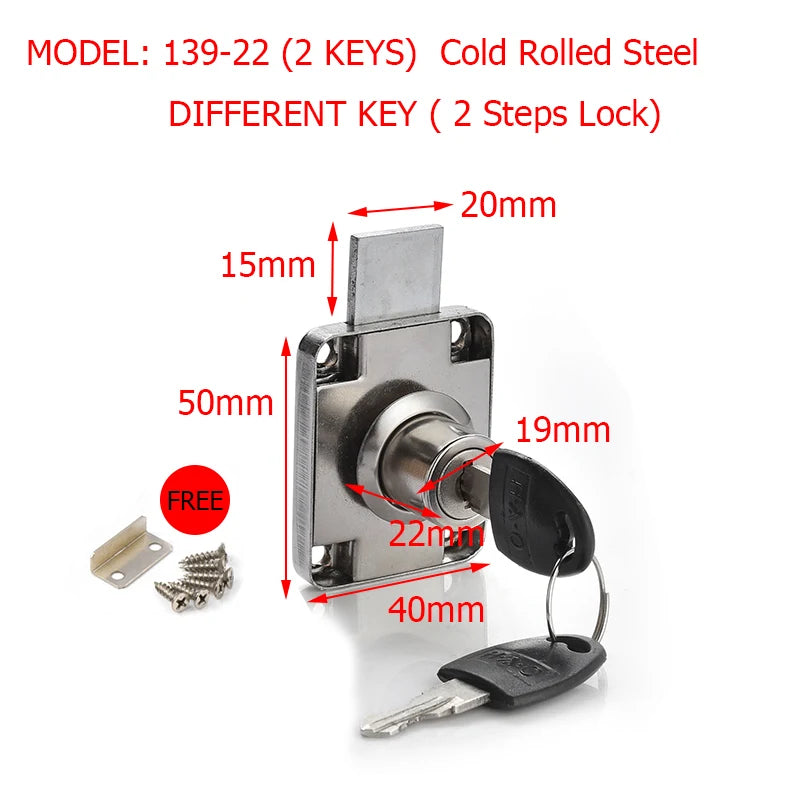 KAK-101 High-grade Desk Drawer Lock Wardrobe Locks Cabinet Locks Furniture Cam Locks Vue 139-22