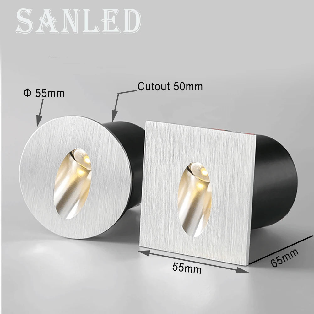 SANDIY Round Recessed LED Wall Sconce Step Light + Mounting Box LED Wall Sconce Vue