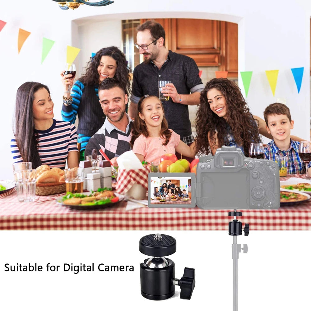 Hot Shoe 1/4 Screw Hole Tripod Mount Camera Head Adapter Ball Head with Lock LED Light Flash Bracket Holder For DSLR DV Cameras Vue