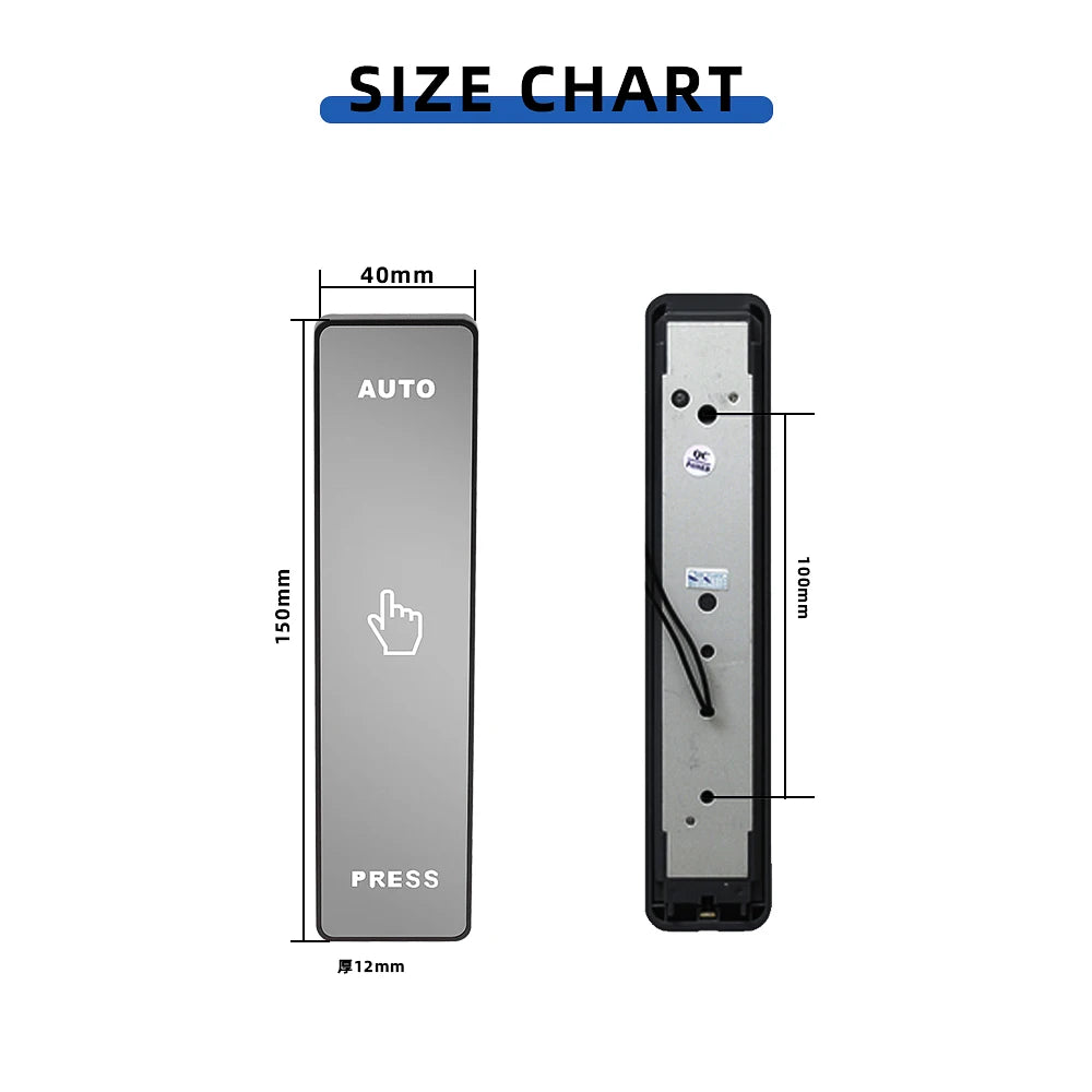 Mirror Glass Exit Button Switch Door Push Sensor Opener Release for Access Control System Auto Door Press Button Vue