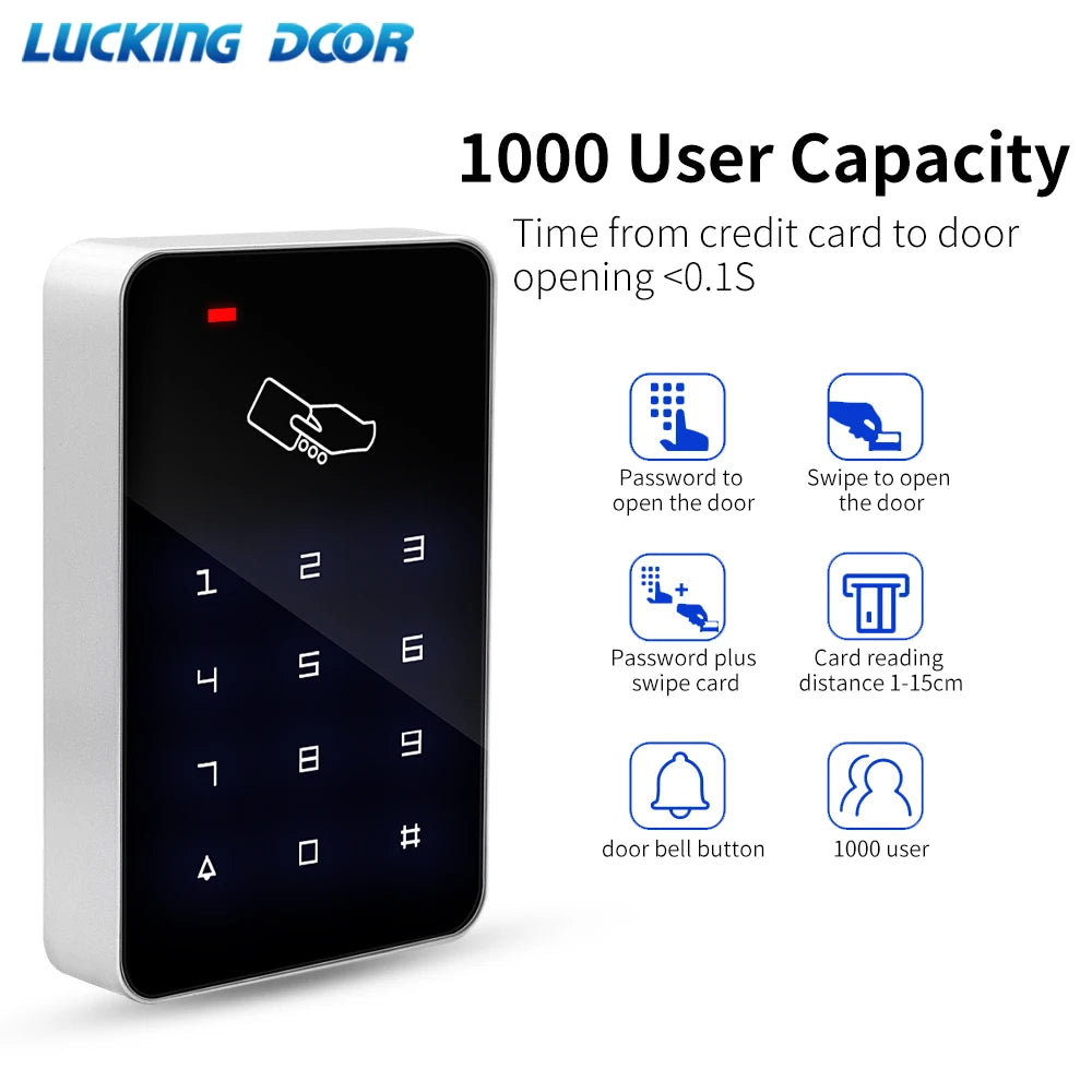 Standalone Access Controller 125Khz RFID Access Control Keypad digital panel Touch Screen Backlight Card Reader Door Lock System Vue