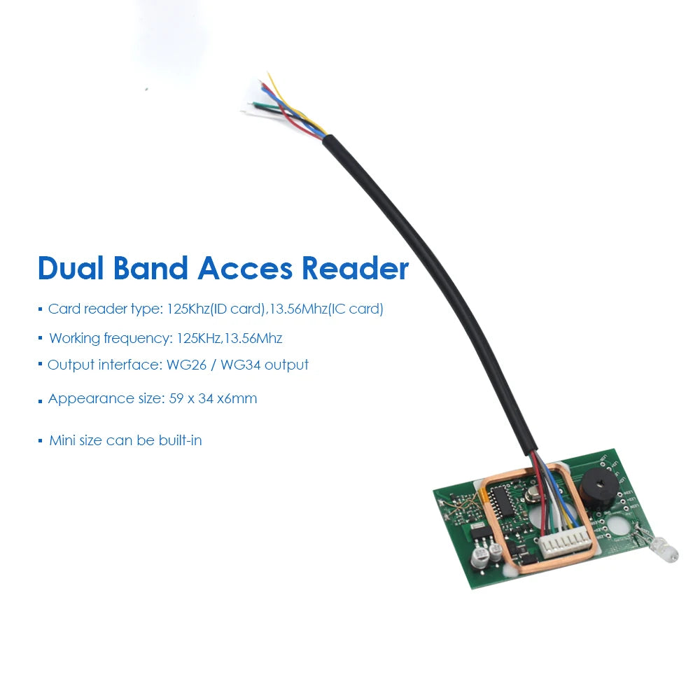 Dual Frequency RFID Card Reader 125KHz & 13.56MHz Access Control System Kit for Door Security with Dual Frequency Technology Vue
