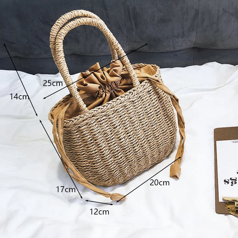 Straw Bags Women Summer Rattan Bag Handmade Woven Beach Bohemia
