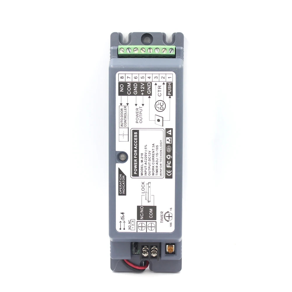 Access Control Power Supply Switch AC220V Input 12VDC NO/NC Output 5A Time Delay Adjustable for Access Control Systems Vue V30