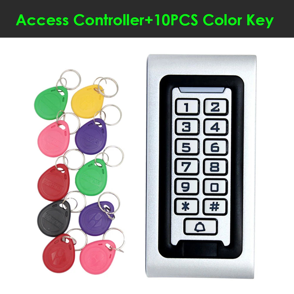 IP67 Waterproof RFID Metal Access Control Kit All-in-one Silicone Key Magnetic Locks Sets 125KHz Access Control System S601 Kits Vue AC and 10 PCS keys