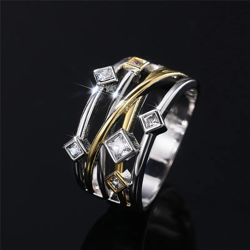 Huitan Geometric Cross Ring – Cubic Zirconia Statement Ring Fashion Statement Ring Vue