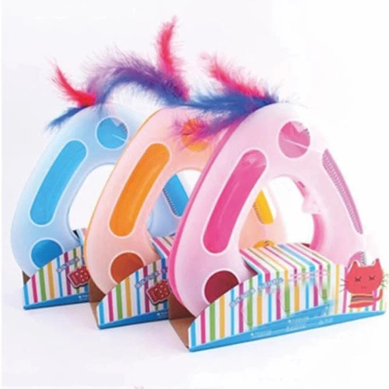 Cute Spring turntable Cat Training Toy Funny Tranining Amusement Turntable Feather Cat Toys Small Dog Interactive Pet Supplies Vue