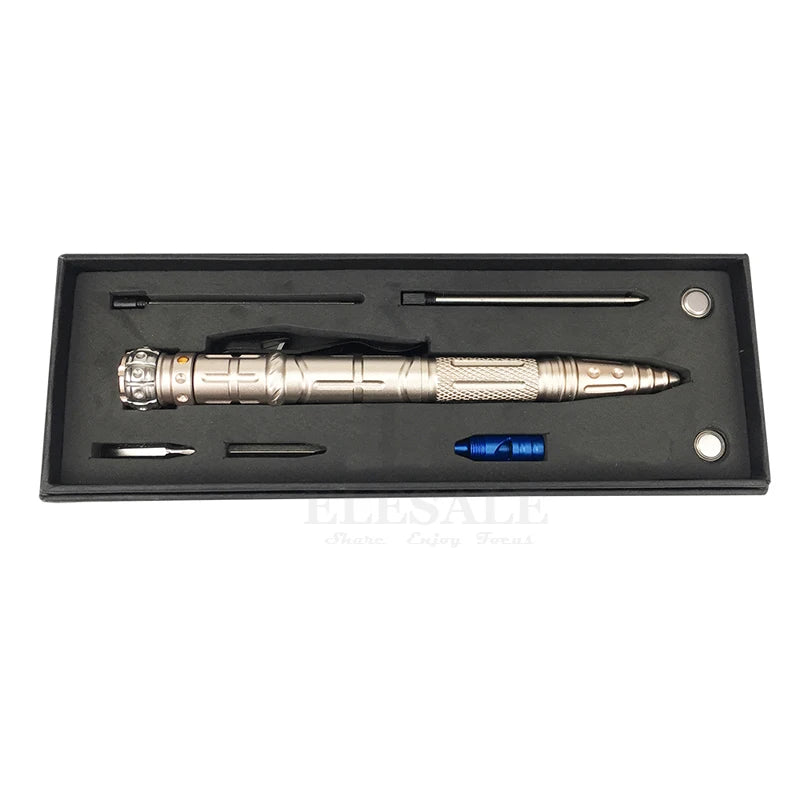 NEW 8-In-1 Multi-Function Self Defense Tactical Pen Outdoor Survival EDC Tool With Emergency Led Light Whistle Glass Breaker Vue