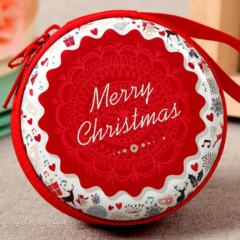 Santa Claus Christmas Pendant Storage Bag Money Box For USB Cable Coin Holder as a Christmas Gifts Zipper Lock Travel organizer Vue