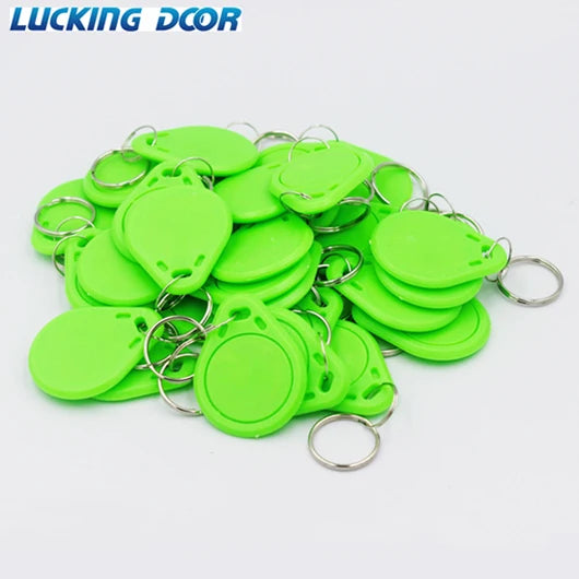 100pcs/lot 13.56MHz IC M1 1K S50 Keyfobs Tags Access Control RFID Key Finder Card Token Attendance Management Keychain Read Only Vue Green 1 lot 100pcs