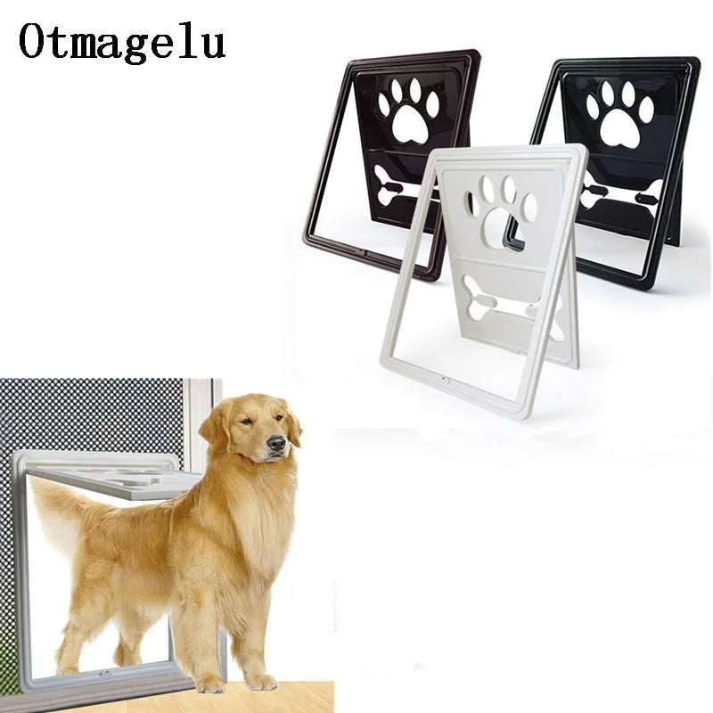 Controllable Lockable Plastic Pet Dog Cat Door for Screen Window Safety Flap Gates Pet Door Dog Fence Free Access Door for Home Vue black 45.5cmX35.5CM