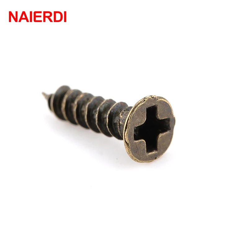 100PCS NAIERDI 2x6/8/10mm Screws Bronze Tone M2 Flat Round Head Fit Hinges Countersunk Self-Tapping Screws Wood Hardware Tool Vue