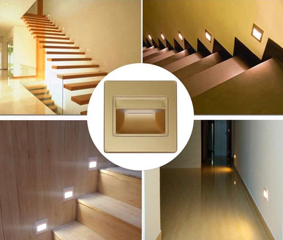 SANDIY LED Recessed Stair Step Wall Light | Indoor Night Light Recessed Step Wall Light Vue