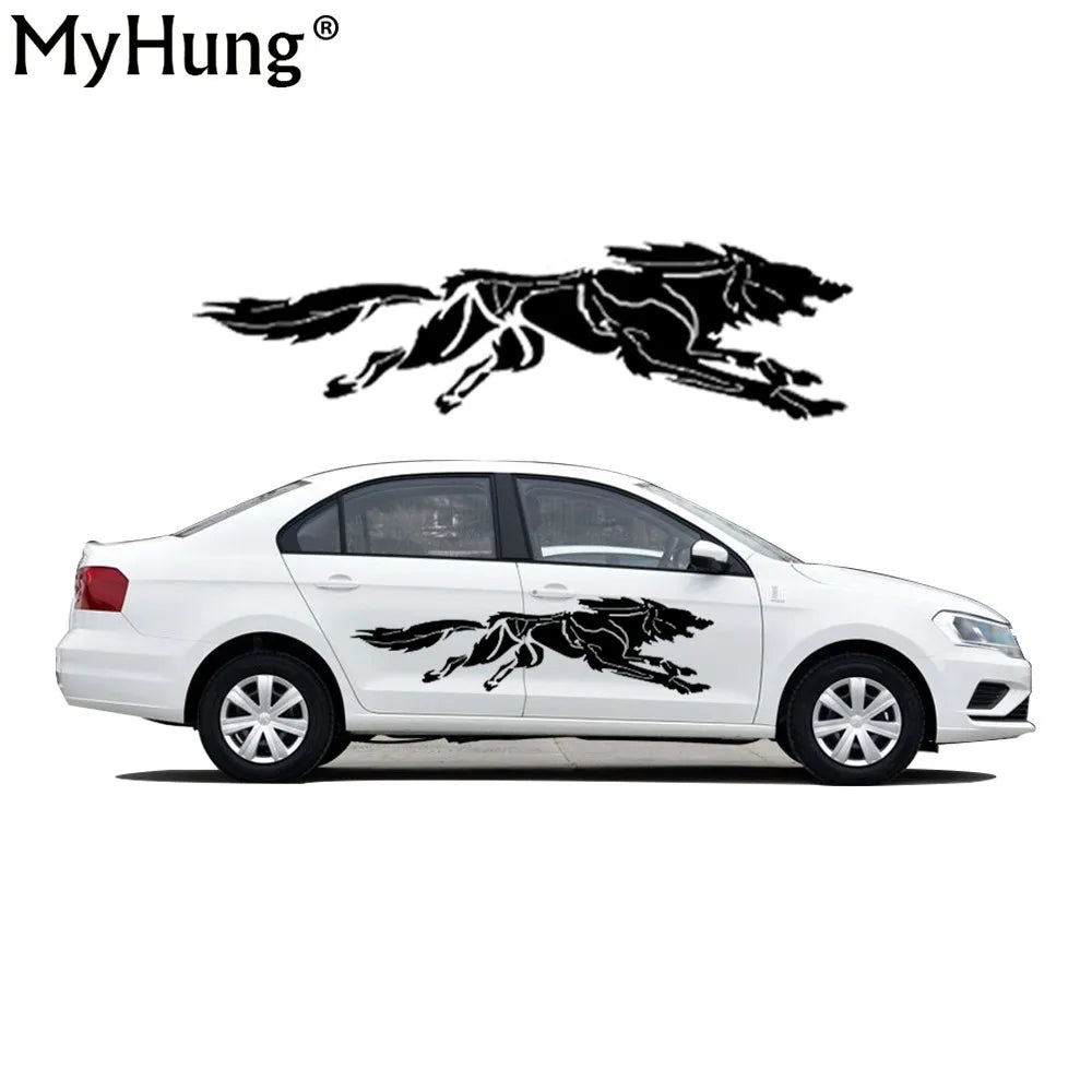 Car Styling A Howling Wolf Creative Car Stickers PVC Large Wild Animal Decals Black White Car Accessories Vue Default Title