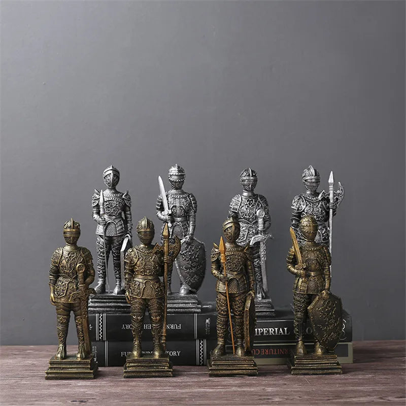 Artificial European Vintage Roman Soldier Figurines Miniatures Living Room Warrior Home Decor Resin Ornament Valentines Day Gift Vue