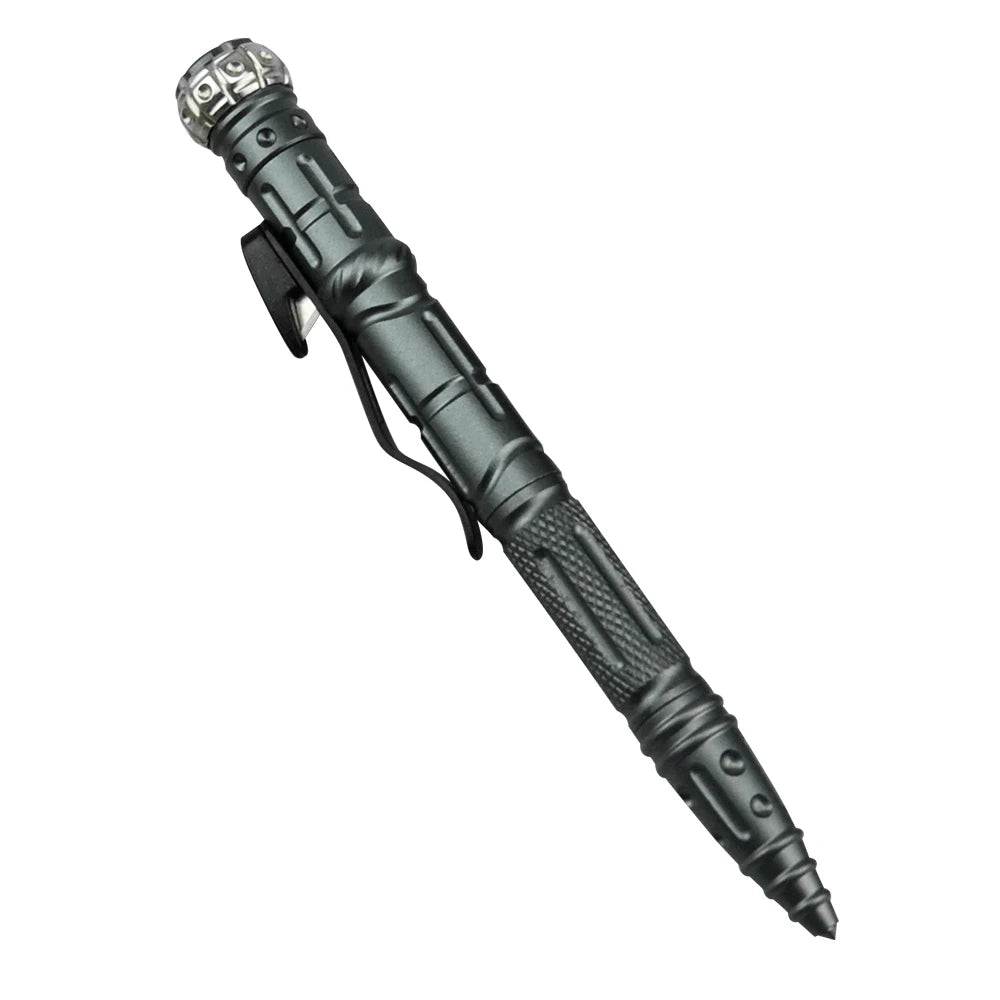NEW 8-In-1 Multi-Function Self Defense Tactical Pen Outdoor Survival EDC Tool With Emergency Led Light Whistle Glass Breaker Vue GRAY