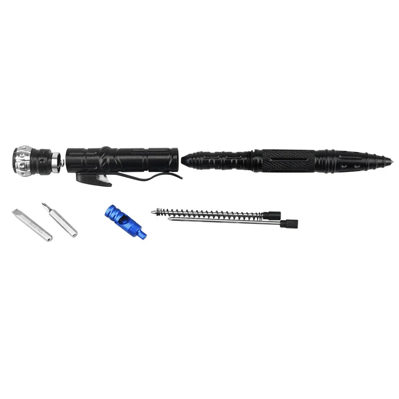 NEW 8-In-1 Multi-Function Self Defense Tactical Pen Outdoor Survival EDC Tool With Emergency Led Light Whistle Glass Breaker Vue