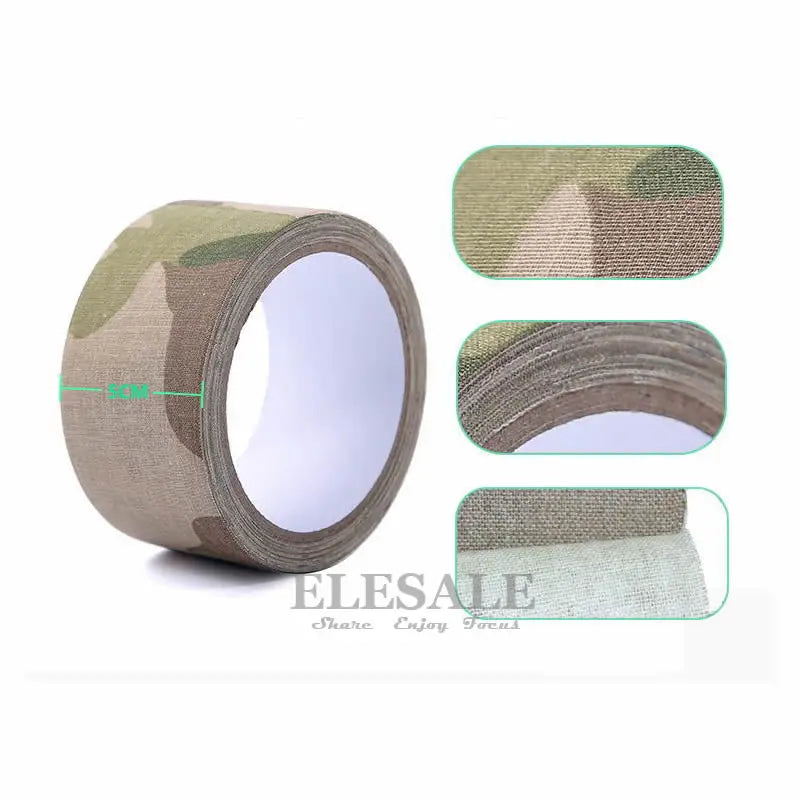 1 Roll 5cm*5m Camouflage Self-Adhesive Tape Hide Cover Anti-Skid Warning Tape For Outdoor Sports Hunting Fishing Cover Vue