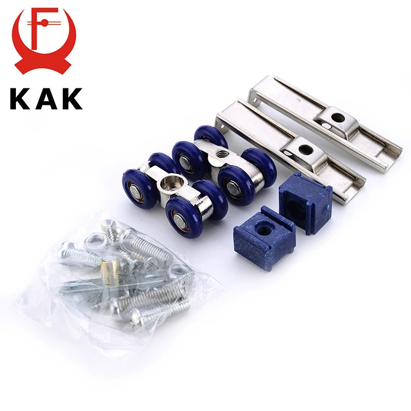 KAK Light Sliding Door Roller 4 Wheels Home Room Wood Door Hanging Wheels Rail Track Pulley Bear 30KG For Furniture Hardware Vue Default Title