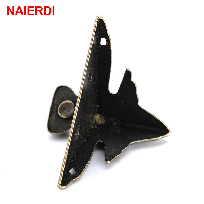4PCS NAIERDI 40x30mm Antique Wood Box Feet Leg Corner Protector Triangle Rattan Carved Decorative Bracket For Furniture Hardware Vue