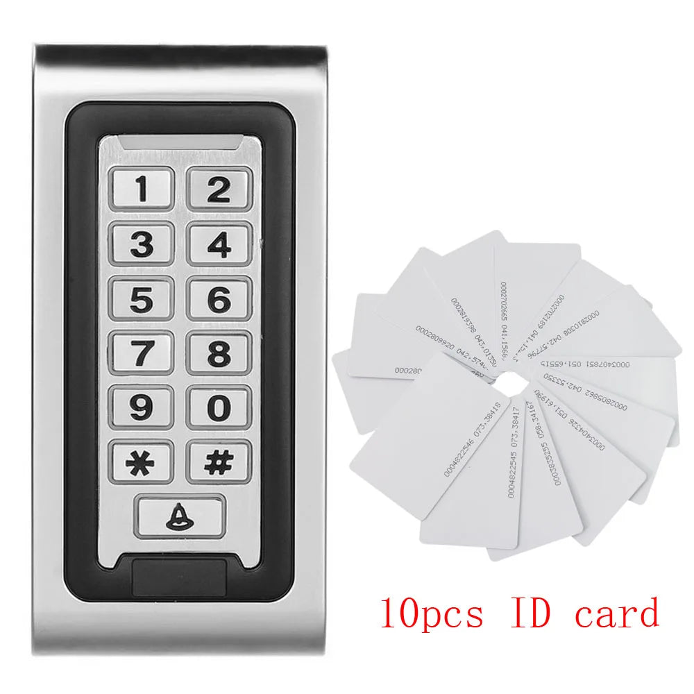 Waterproof Metal 125KHZ Access Control Keypad With 8000 Users+10 Key Fobs For RFID Door Access Control System Vue AC and 10 cards