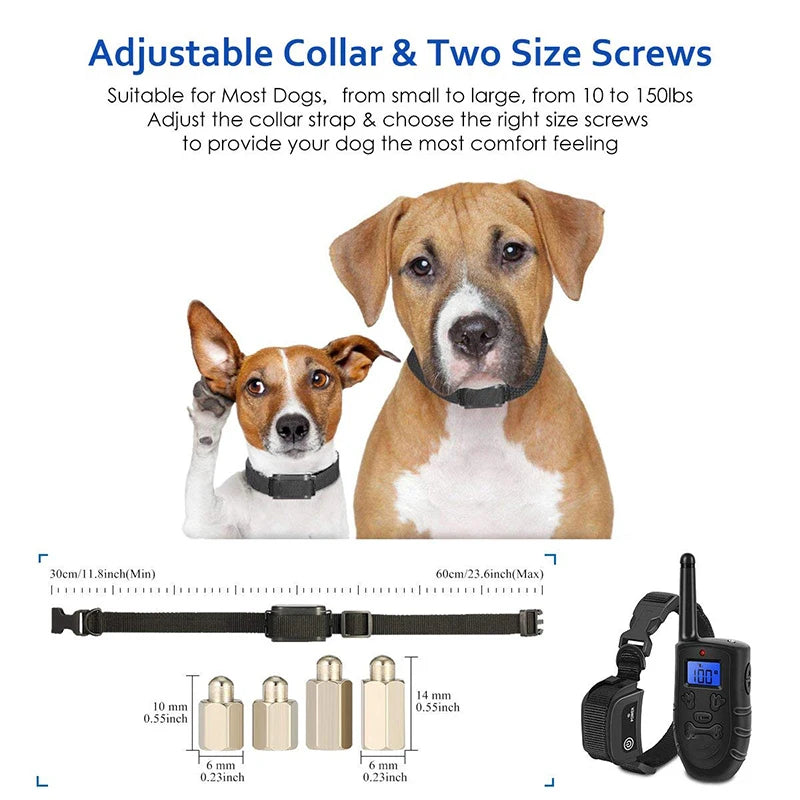 Professional Remote Electronic Dog Training Collar Rechargeable No Barking Training Dog Collars with Shock Vibration Sound Way Vue