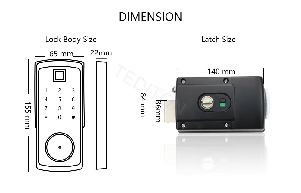 TTlock app Electronic Door Lock, Digital Door Lock Smart, Bluetooth APP Keyless Keypad Code Password Door Lock Vue