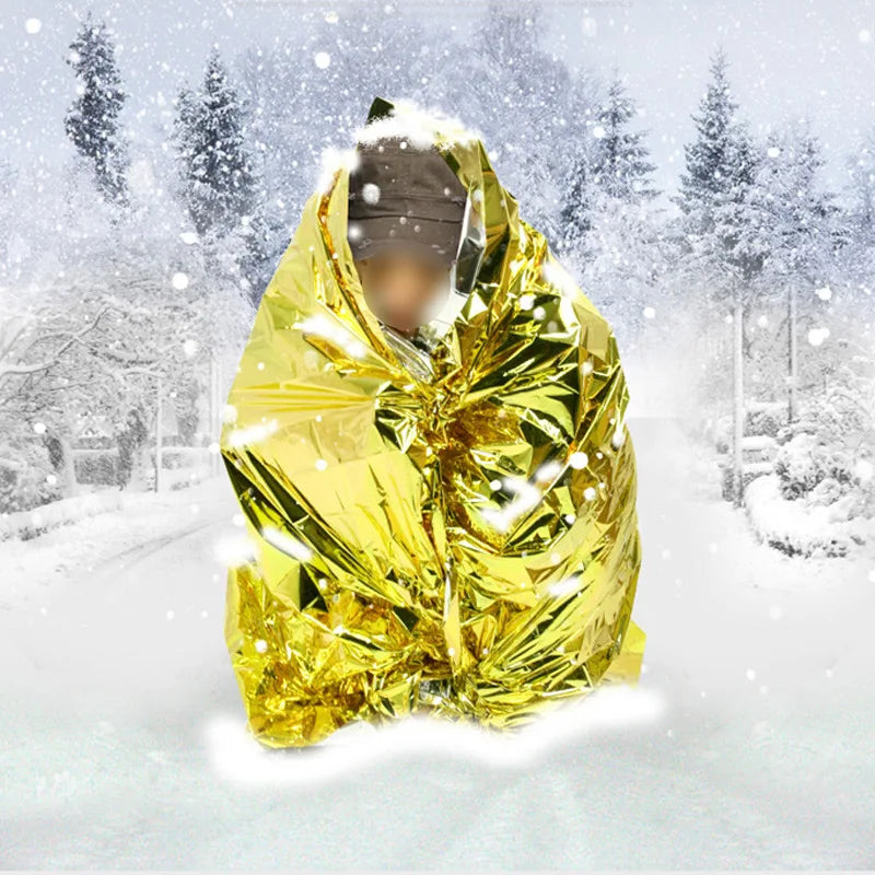 160x210cm Emergency Blanket Double Side Heat Preserve First Aid Kit Accessories Sports Outdoor Camp Hiking Self Rescue Vue