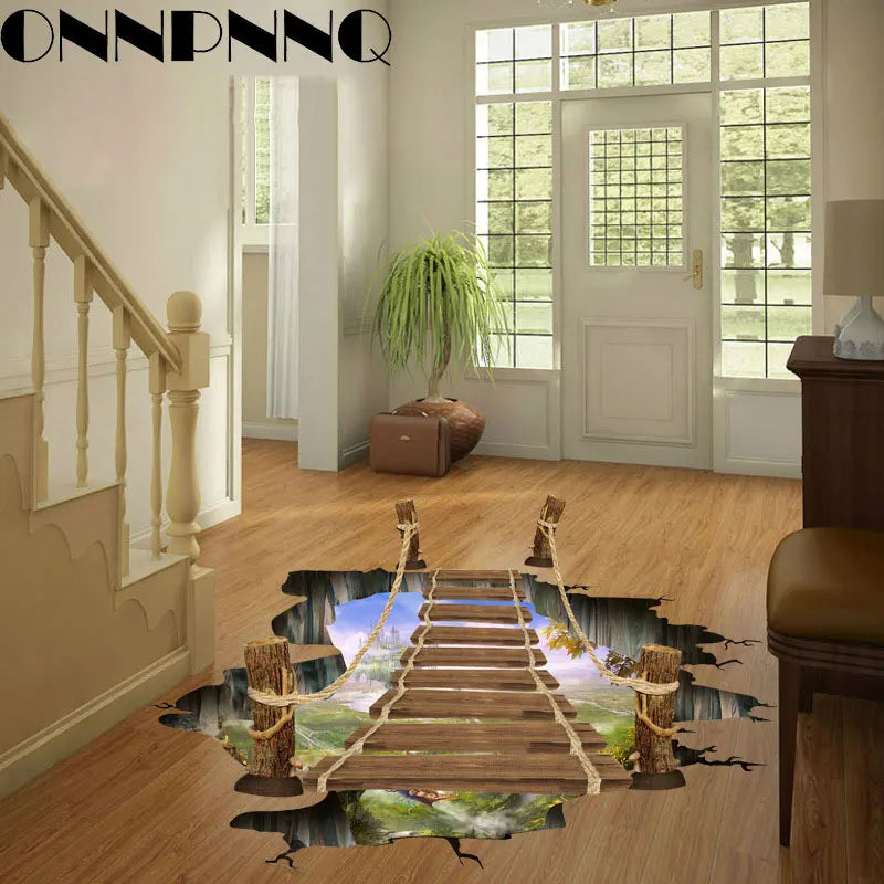 Fashion Waterproof Green Wall Stickers For Living Room And Bedroom 3D Floor Home Decoration Stickers Vue BROWN