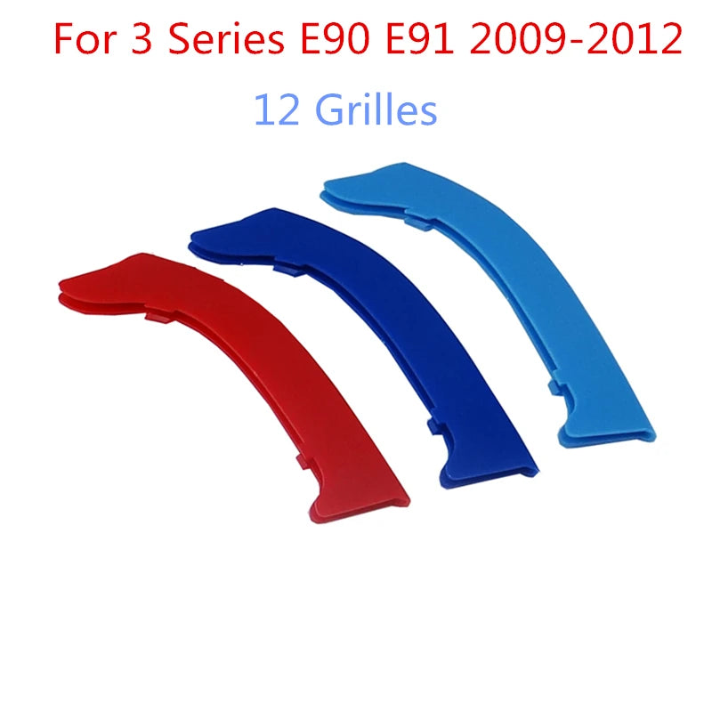 Car Front Grille Trim Strips Grill Cover Sticker for BMW 3 Series 2009 to 2012 E90 E91 320 325 330 335 3D M Styling 12 Grilles Vue