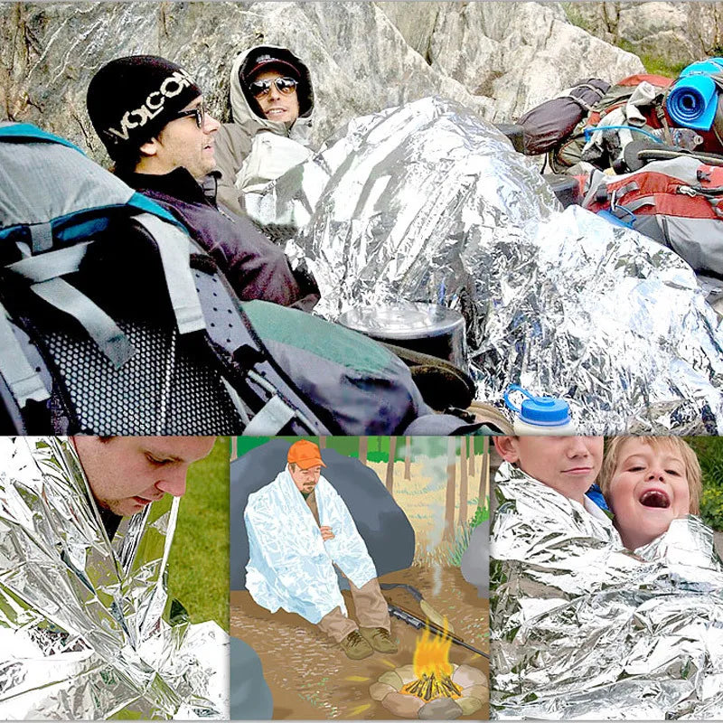 160x210cm Emergency Blanket Double Side Heat Preserve First Aid Kit Accessories Sports Outdoor Camp Hiking Self Rescue Vue