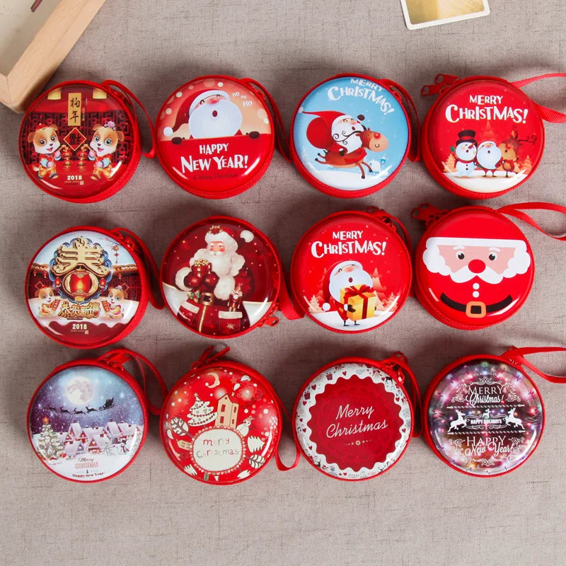 Santa Claus Christmas Pendant Storage Bag Money Box For USB Cable Coin Holder as a Christmas Gifts Zipper Lock Travel organizer Vue